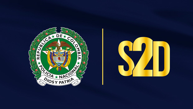 Escudo de policía y la sigla sd2 (Seguridad, dignidad y democracia)