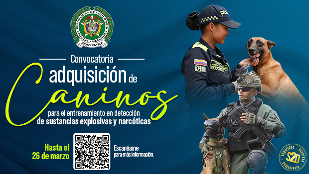 Convocatoria adquisición de caninos para el entrenamientro en detección de sustancias explosivas y narcóticas