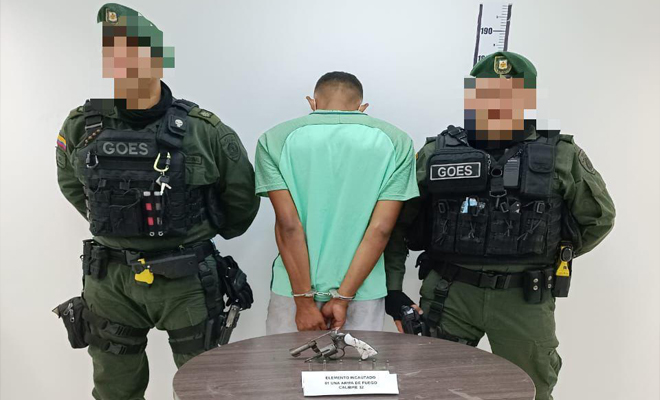 Un hombre capturado por el delito de fabricación, tráfico, porte o tenencia de armas de fuego o municiones en Villavicencio
