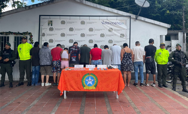 Mediante operación "La Esperanza" fueron capturados doce personas que lideraba el microtráfico en la comuna siete de la capital del departamento del Meta.