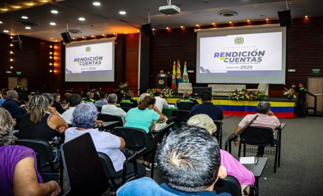Auditorio con asistentes durante la presentación de la rendición de cuentas 2025