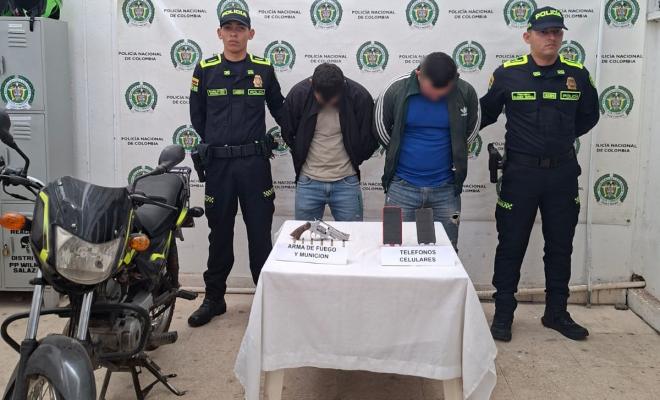 capturados dos personas en Aguachica e incauta un revólver calibre 38 