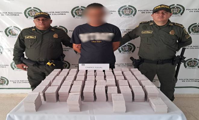 Dos presuntos coordinadores de chance ilegal fueron capturados en Pelaya y La Jagua de Ibirico, con la incautación de 110.000 tirillas valoradas en 80 millones de pesos.