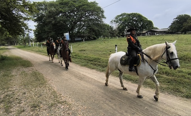 Policías de Carabineros realizando patrullajes rurales
