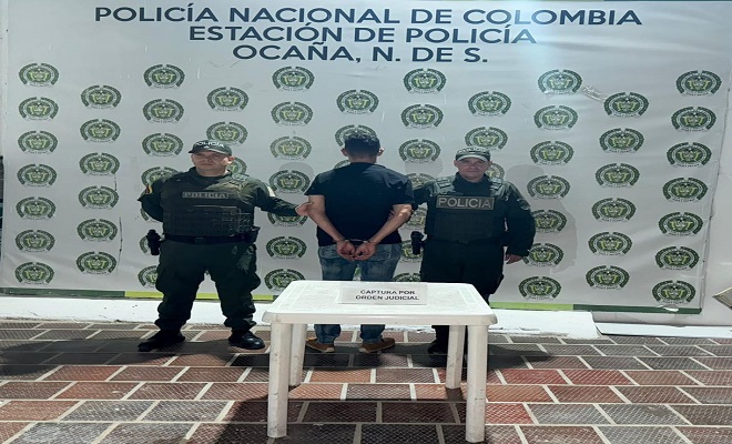 En el municipio de Ocaña, fue capturado un ciudadano de 40 años de edad, quien presentaba una orden de captura emanada por el Juzgado Penal Municipal con Funciones Mixtas N.º 1 de Ocaña