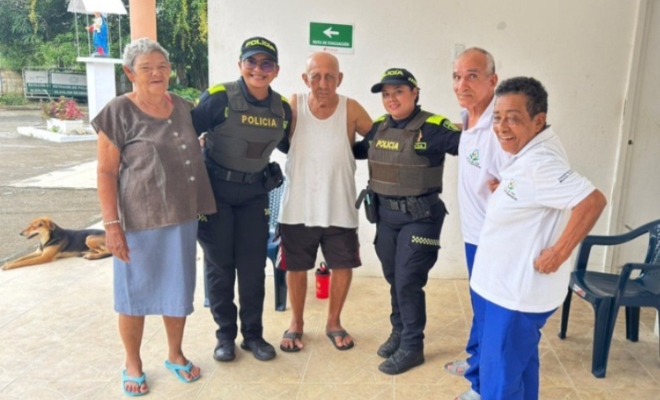 La Policía Comunitaria de Cereté continúa fortaleciendo su labor social con actividades de acercamiento y apoyo a los adultos mayores del Asilo María Auxiliadora