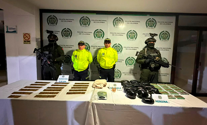 Incautaci&oacute;n de 15 kilogramos de hero&iacute;na, varias ampolletas de fentanilo y 500 cartuchos calibre 5.56 mm.