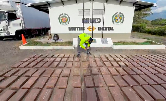 600 kilos de base de coca incautados por la Policía Nacional en Ibagué.