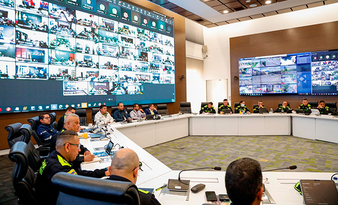PMI Sala estratégica compuesto por varios funcionarios de la Policía Nacional