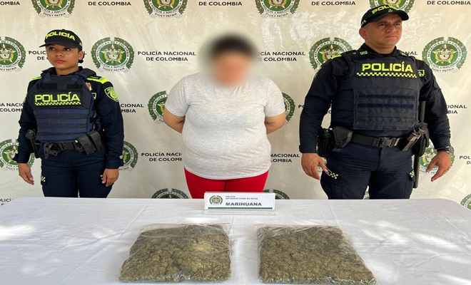 Polic&iacute;a captura a mujer por tr&aacute;fico de estupefacientes en Neiva