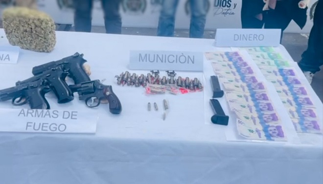 Elementos incautados como alucinógenos y armas de fuego de 'los dados'