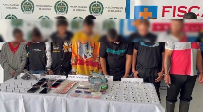 siete hombres capturados e incautación de estupefaciente 