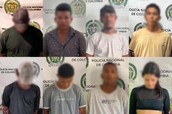 ocho personas capturadas por homicidio armas hurto y drogas en el magdalena