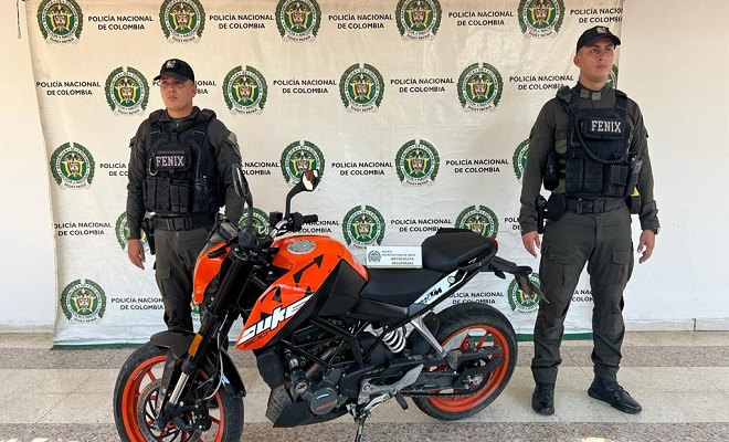 Policía Nacional, logra recuperar una motocicleta en el sector céntrico de Neiva