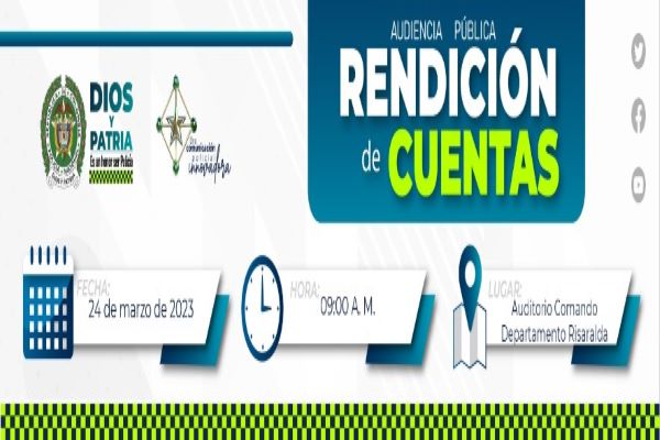 Invitación a la rendición de cuentas del Departamento de Policía Risaralda vigencia 2022