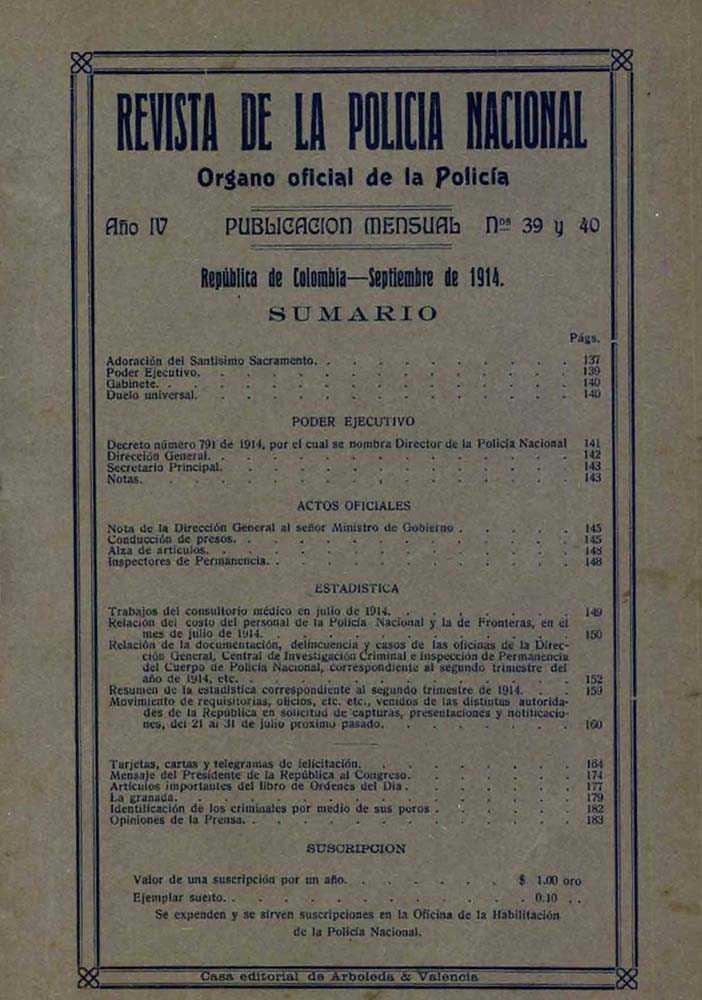 Portada de la Revista de la Polic&iacute;a