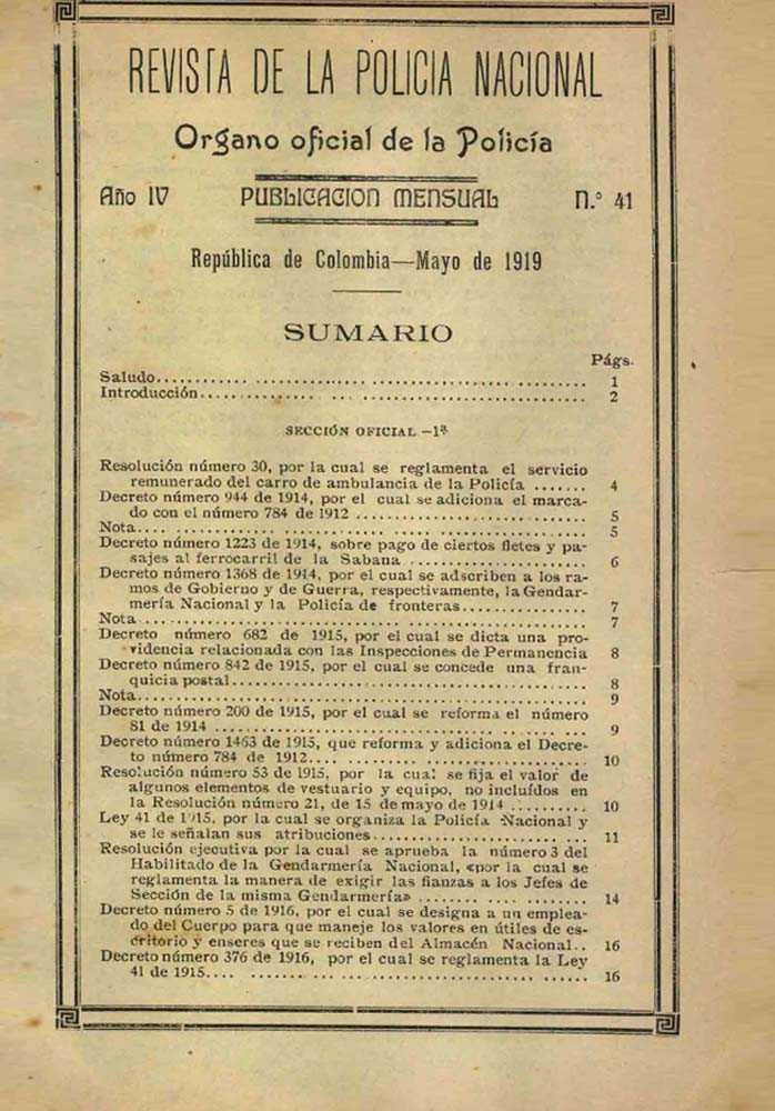 Portada de la Revista de la Polic&iacute;a