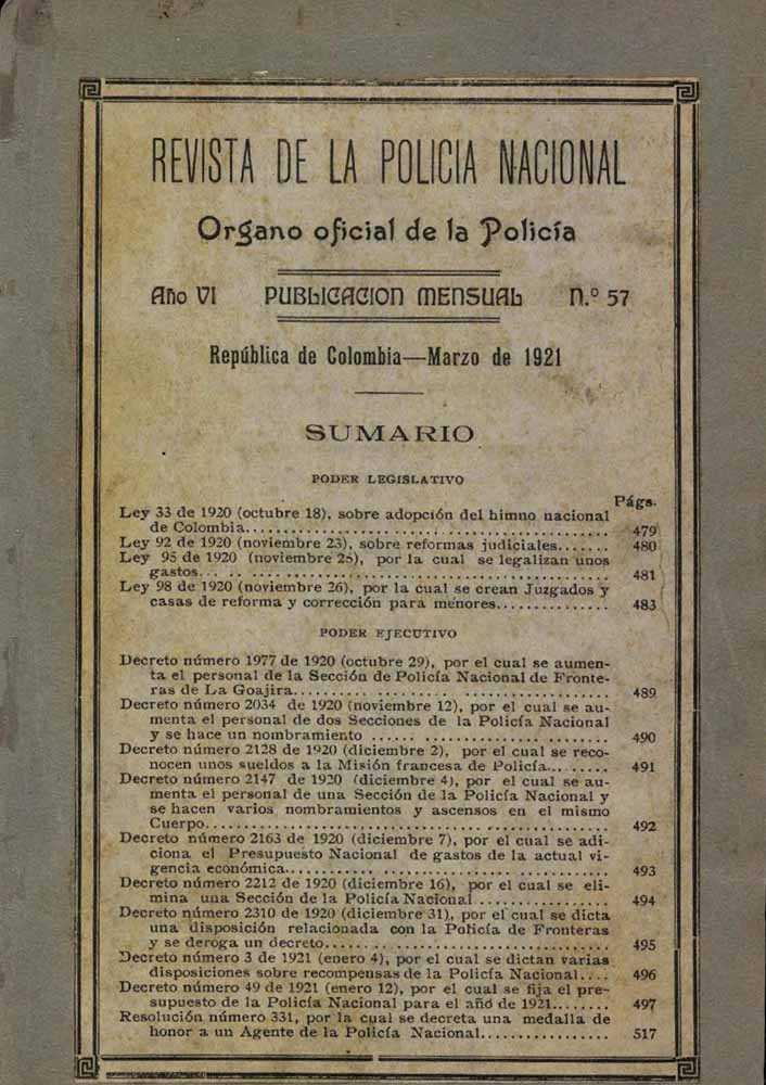 Portada de la Revista de la Polic&iacute;a