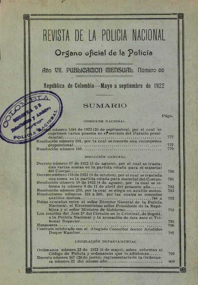 Portada de la Revista de la Polic&iacute;a