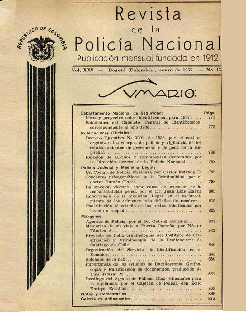 Portada de la Revista de la Polic&iacute;a
