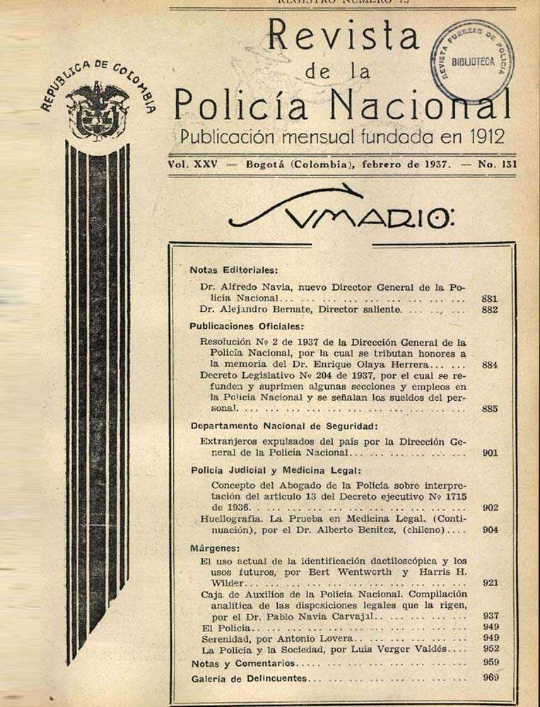Portada de la Revista de la Polic&iacute;a