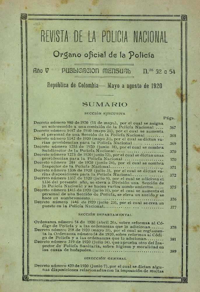Portada de la Revista de la Polic&iacute;a