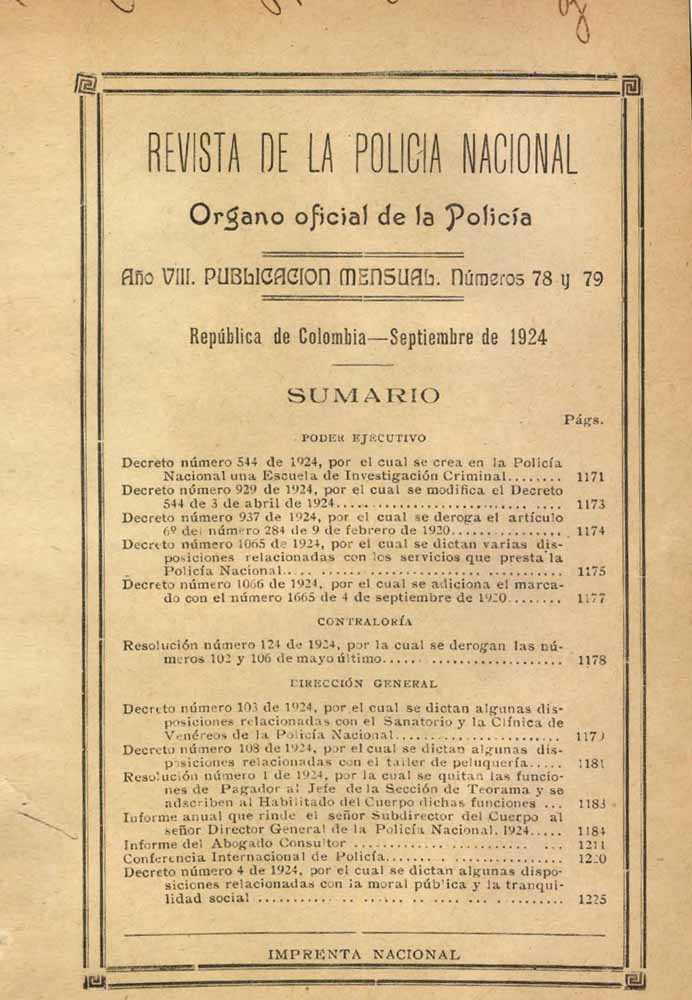 Portada de la Revista de la Polic&iacute;a