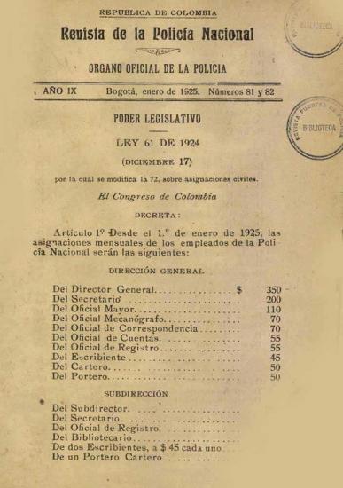 Portada de la Revista de la Policía